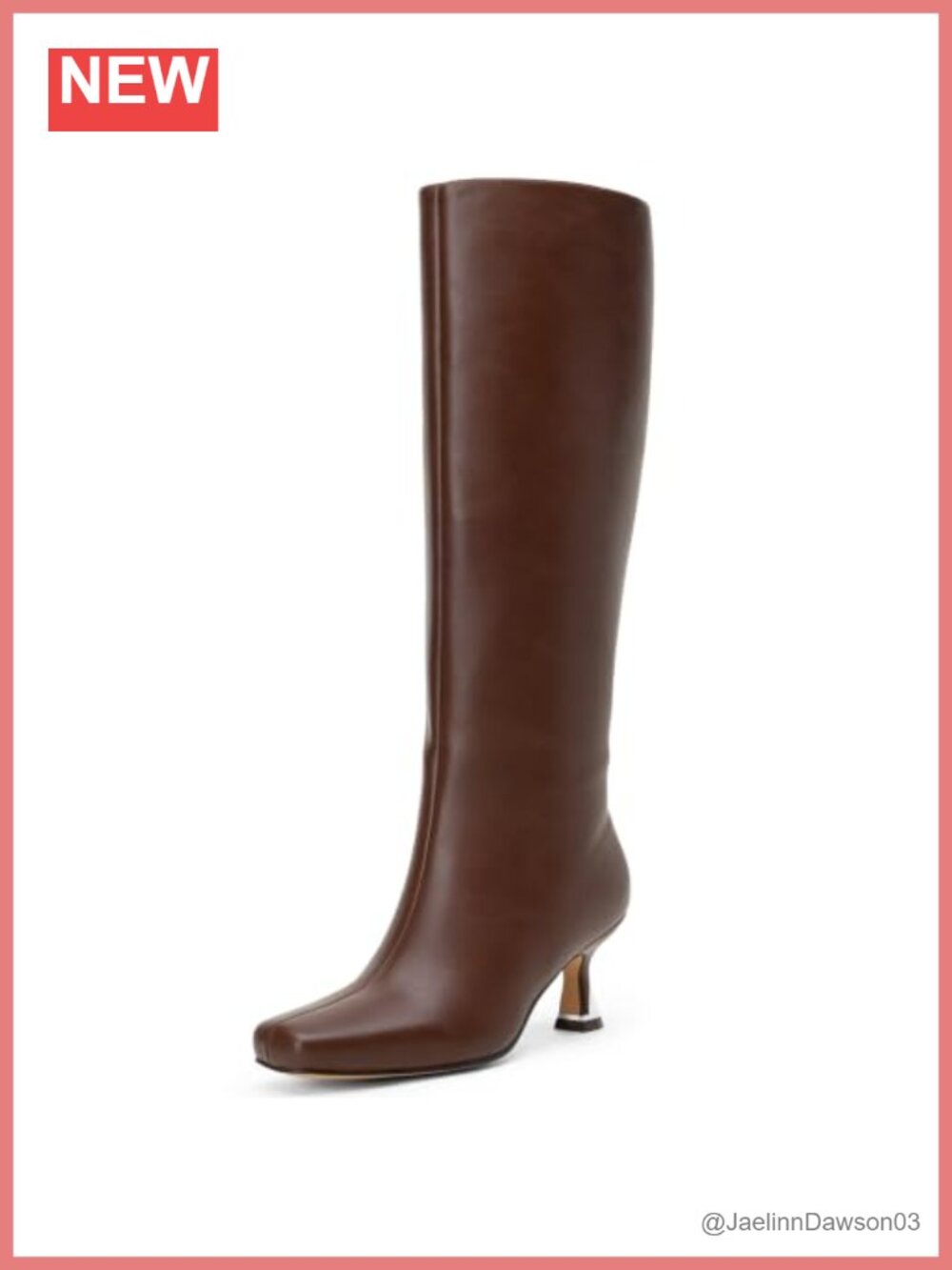 Vepose Women's Knee High Square Toe Boots Faux Leather Kitten Heel Zip